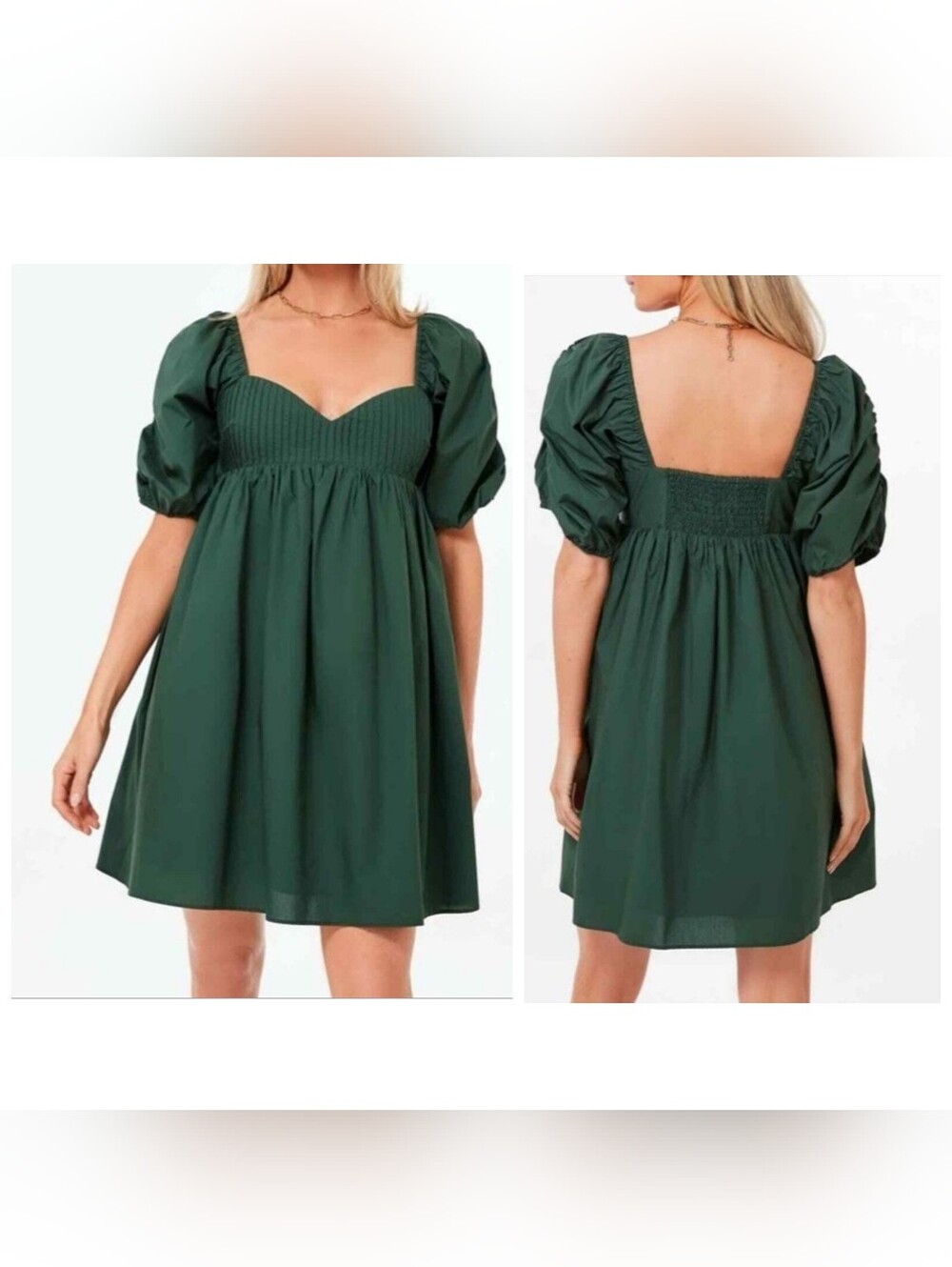 NWT Hyacinth House By Tuckernuck Emerald Puff Sleeve Sasha Mini Dress  Large
